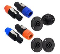 Juego de 8 enchufes de altavoz de audio con 4 conectores de altavoz de 4 polos + 4 enchufes cuadrados de 4 polos hembra para montaje en panel compatible con Neutrik Speakon NL4FC, NL4FX, NLT4X, NL2FC,