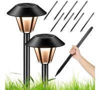 Juego de 8 Estaca de Luz Solar Negra de Plástico | Soporte Reforzado, Posición Vertical Fiable, Montaje sin Herramientas, para Patio y Base