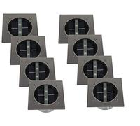 Juego de 8 focos led solares empotrables para suelo (forma cuadrada, acero inoxidable y cristal)
