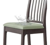 Juego de 8 fundas de asiento para sillas de comedor, impermeables, de piel sintética, fundas de asiento extraíbles con correas para cocina (verde, juego de 4)