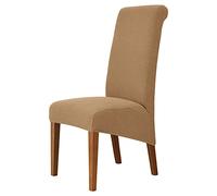 Juego de 8 fundas elásticas para sillas de comedor con respaldo alto, ajuste súper apretado, lavables y extraíbles, para comedor (color café claro)