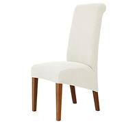 Juego de 8 fundas elásticas para sillas de comedor con respaldo alto, súper elásticas, extraíbles y lavables, color blanco leche, perfectas para decoración del hogar y protección del comedor