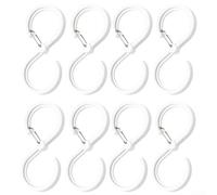 Juego de 8 ganchos transparentes en S para colgar toallas, ropa y accesorios en cocina y baño, no requiere herramientas con construcción de plástico resistente para un uso fiable (blanco grande)