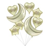 Juego de 8 globos de aluminio con forma de corazón y estrella, 2 globos grandes de luna creciente de 28 pulgadas, 3 estrellas y 3 globos de corazón de Mylar para cumpleaños, baby shower, despedida de