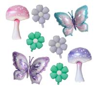 Juego de 8 globos de mariposa, colección de globos de hadas para fiesta de hadas, cumpleaños de mariposa, fiesta de princesa, decoraciones de fiesta del bosque, fondos de boda de bosque encantado y