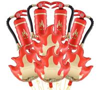 Juego de 8 globos temáticos de bombero, extintor de incendios, globos de aluminio para decoraciones de bomberos, decoración de fiesta de cumpleaños temática de bomberos