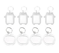 Juego de 8 llaveros con foto: 4 diseños de manzanas y 4 diseños de osos. Incluye marcos transparentes con anillas y llaveros acrílicos en blanco para fotos. Ideal para familias, recuerdos DIY.