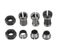 Juego de 8 mandriles para fresadora, 6 mm, 6,35 mm, 8 mm, acero al carbono, adaptador de fresado para máquina de corte de madera CNC, negro y plateado