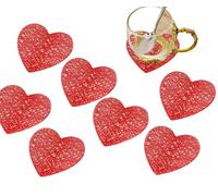 Juego de 8 manteles individuales con forma de corazón, antideslizantes, aislantes de calor, para decoración de mesa de cocina, mesa de comedor, posavasos con forma de corazón para bebidas (rojo)
