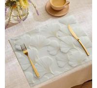 Juego de 8 Manteles Individuales, Salvamanteles Rectangulares De Hoja De Ginkgo Relieve para Fiesta Cocina Comedor Decoración (Minimalista Moderno, 45x30cm)