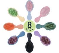 Juego de 8 mini cepillos de pelo, mini cepillo para desenredar, para cabello rizado, cepillo para cabello seco y húmedo, multicolor.