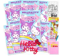 Juego de 8 mini recuerdos de fiesta de Hello Kitty y amigos, paquete de 8 paquetes de juego con mini libros para colorear, calcomanías y bolsas de golosinas, decoraciones de fiesta de cumpleaños My