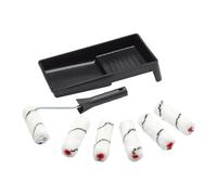 Juego de 8 mini rodillos de microfibra de pelo medio, marco y bandeja ProDec Advance de 4 pulgadas para un acabado suave al pintar con pinturas de emulsión y tintes de madera en paredes interiores