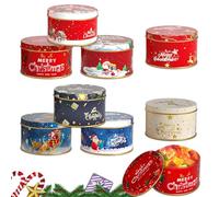 Juego de 8 minilatas de galletas navideñas, paquete de regalo de Navidad, para manualidades, dulces, especias, caja de cupones vacía, mini lata de metal para Navidad, embalaje de galletas, dulces