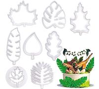 Juego de 8 moldes de moldes para repostería de hojas tropicales para decoración de pasteles, mini fondant de plástico, herramienta para hornear