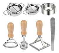 Juego de 8 moldes para raviolis, acero inoxidable, con cortador de raviolis y rueda de pasta, para raviolis, herramientas de galletas, accesorios de cocina
