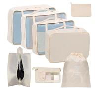 Juego de 8 Packing Cubes, Organizador Maleta, Vacaciones Y Viajes, bolsas organizadoras maleta, Organizador de Viaje, Sistema de Organización de Equipaje, Caja de Almacenamiento (Beige)