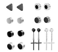 Juego De 8 Pares De Pendientes Magnéticos, Pendientes De Botón Magnéticos, Pendientes De Acero Inoxidable Sin Perforaciones Para Hombres Y Mujeres De 8 Mm