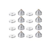 Juego de 8 patas para soporte de altavoz, almohadillas para los pies, clavos cónicos para el suelo, color plateado