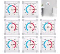 Juego de 8 pegatinas para puertas y ventanas GOEDCH: termómetro de pared de 7,5 cm, termómetro digital exterior, termómetro analógico preciso para clima interior con película adhesiva