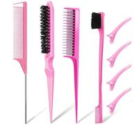 Juego de 8 peines para peinar el cabello, cepillo triple para burlar, peine de cola de rata, cepillo de borde, herramientas de cola de pelo, herramienta trenzada, lazo para herramienta de trenza