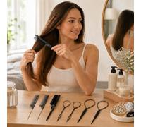 Juego de 8 peines para peinar el cabello, herramientas antiestáticas de | Incluye peine de cola de rata, cepillo de borde, trabillas para el pelo, de 5.7 a 8.6 pulgadas de largo, resistente al calor