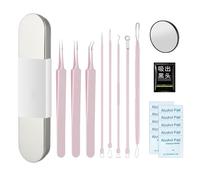 Juego de 8 piezas de acero inoxidable y extracción, textura sin bordes con almohadillas de algodón, tiras de lentes, kit completo de herramientas para el cuidado de la piel en de lata, para una