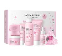 Juego de 8 piezas de flores para el cuidado de la piel con tónico limpiador, sueros de crema para ojos, esencias, pinzas para el cabello para mujeres