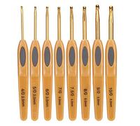 Juego de 8 piezas de ganchos de ganchillo, juego de agujas de tejer ergonómicas de aluminio, juego de agujas de tejer para manualidades de hilo de ganchillo