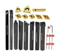 Juego de 8 portaherramientas para torno CNC mm, 10, 12 y 16 con barras mandrinar, insertos llaves correspondientes para torneado roscado(8set-12mm,Steel)