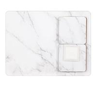 Juego de 8 posavasos y manteles individuales de cristal con efecto mármol, manteles individuales y posavasos con respaldo de corcho, juego de 8 manteles individuales y posavasos con acabado laminado