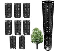 Juego de 8 protectores para tronco de árbol grande | Plástico flexible extensible y ajustable, protege la corteza de desbrozadoras y picaduras, circulación(Negro)