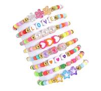 Juego de 8 pulseras ajustables hechas a mano con cuentas coloridas con dije de amor, regalo para mujeres y niñas, pulseras de amistad ajustables hechas a mano