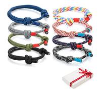 Juego de 8 pulseras trenzadas geniales para hombre mujer, pulsera de surf náutica colorida con cordón de cuerda marina para hombres niños, pulseras ajustables hechas a mano azul marino de regalo
