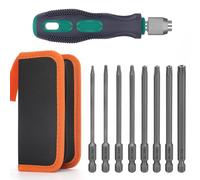 Juego de 8 Puntas Largas Torx Destornilladores Torx, Longitud 100 mm, Puntas Magnéticas, Vástago Hexagonal 1/4", Tamaños T8 a T40, con 1 Mango y una Bolsa de Almacenamiento