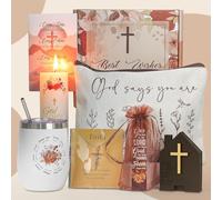 Juego de 8 regalos para mujeres, Marcapáginas de Metal Bíblico con Cruz, rituales religiosos, Set de cuidado corporal para mamá con copas de vino, Regalo de los Biblia,Regalos Cristianos Inspiradores