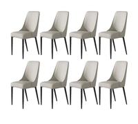Juego de 8 sillas de comedor, cojines de cuero suave y patas de metal resistentes, perfectas para sala de estar, cocina, oficina y descanso, gris claro y negro