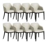 Juego de 8 sillas de comedor de cuero blanco mate, sillones modernos con patas de hierro de metal para cocina, comedor, oficina, salón y dormitorio