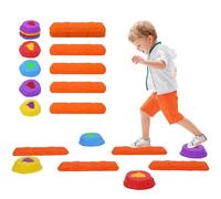 Juego de 8 tablas de equilibrio antideslizantes y piedras escalonadas para niños para interiores y exteriores, equipo de coordinación sensorial, carrera de obstáculos preescolar que promueve la fuerza