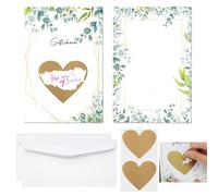 Juego de 8 Tarjetas Para Rascar con Sobres,8*Tarjetas de Rascar + 8*Sobres Kraft + 8*Adhesivos Rasca Corazón Dorado, Tarjeta Sorpresa Regalo Vale para Rellenar tú Mismo,para San Valentín, Año Nuevo