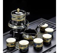 Juego de 8 tetera de cerámica para el hogar, tetera china clásica de cerámica de hueso de porcelana Gaiwán, juego de tetera Kung Fu para regalo, juego de té de viaje para amantes del té (B)