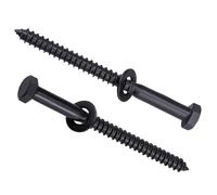 Juego de 8 tornillos hexagonales de 5/16 x 5 y arandelas planas de 5/16 pulgadas de diámetro interior, acero inoxidable 304 18/8, revestimiento negro, tornillos de madera resistentes para cubierta