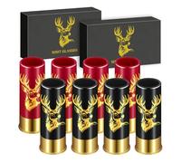 Juego de 8 Vasos de Chupito, Plástico, Cabeza de Ciervo, con Caja de Regalo, para Hombres y Mujeres, Bodas, Fiestas, Cumpleaños, Navidad, Regalo de Caza, 12 GA, 45 ml, Vaso de Plástico, Negro y Rojo