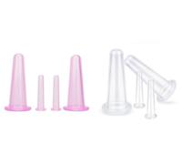 Juego de 8 vasos de masaje transparente y rosa de silicona, mini tazas faciales, masajeador facial, ayuda para el cuidado de la piel, cuello, espalda, ojos, taza de masaje, seguro de usar, juegos y