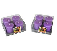 Juego de 8 Velas Votivas Decorativas, Anti-Tabaco, Entregadas en su Caja, Para La Decoración Del Interior De Su Casa Y Crear Un Ambiente. Violeta, perfume de pared 4x6 cm Duración 10h