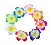 Juego de 80 cabezas de flores hawaianas Luau Plumeria de tacto real Frangipani para decoración de tartas de boda