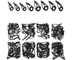 Juego de 80 guías de caña de pescar con marco de acero de alto carbono y anillos de barro para cañas de señuelo, cañas de fundición, cañas de surf (A)