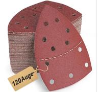 Juego de 80 lijadoras triangulares de 105 x 152 mm (93 x 93 x 93 mm), 120 granularidad, 11 agujeros para Bosch PSM 100A, PSM 160, PSM 200 AES, PSM 18, para madera, metal, plástico