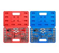 Juego de 80 piezas de grifo y troqueles métricos y SAE de alta calidad, tamaño SAE de pulgadas #4 a 1/2 pulgada y tamaño métrico M3 a M12, con roscas gruesas, finas y de tubo. Kit esencial de roscado