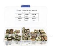 Juego de 80 Tuercas de Inserción Hexagonales, Aleación de Zinc, M4 M5 M6 M8 M10, con Rosca Interior, para Muebles y Reparación